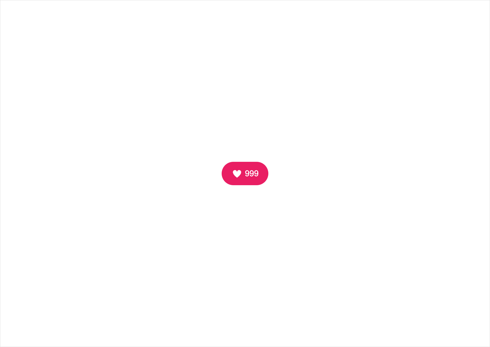 赤色の背景の上にハートアイコンと数字「999」が表示された「いいね」ボタンがブラウザの中央に配置されているスクリーンショット